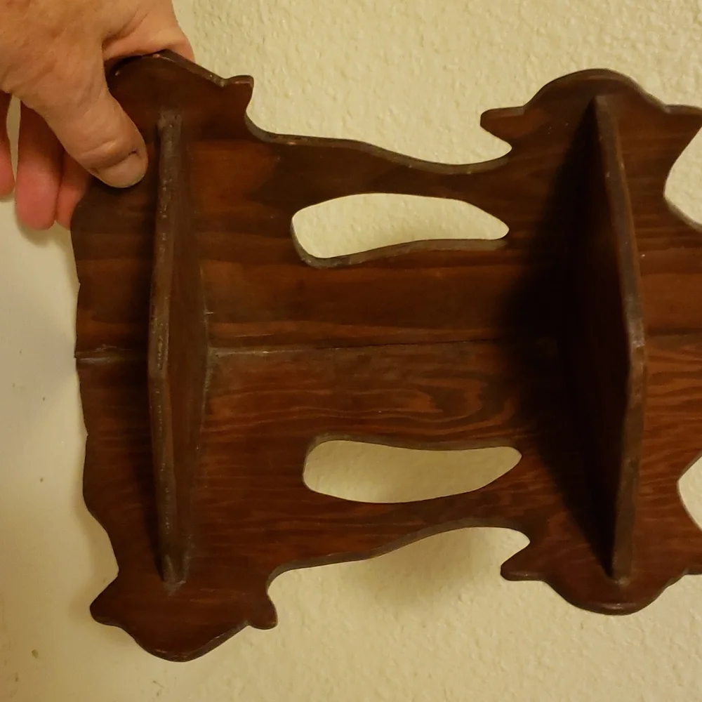 Wooden Two-Tier Wall Display Shelf - Brown